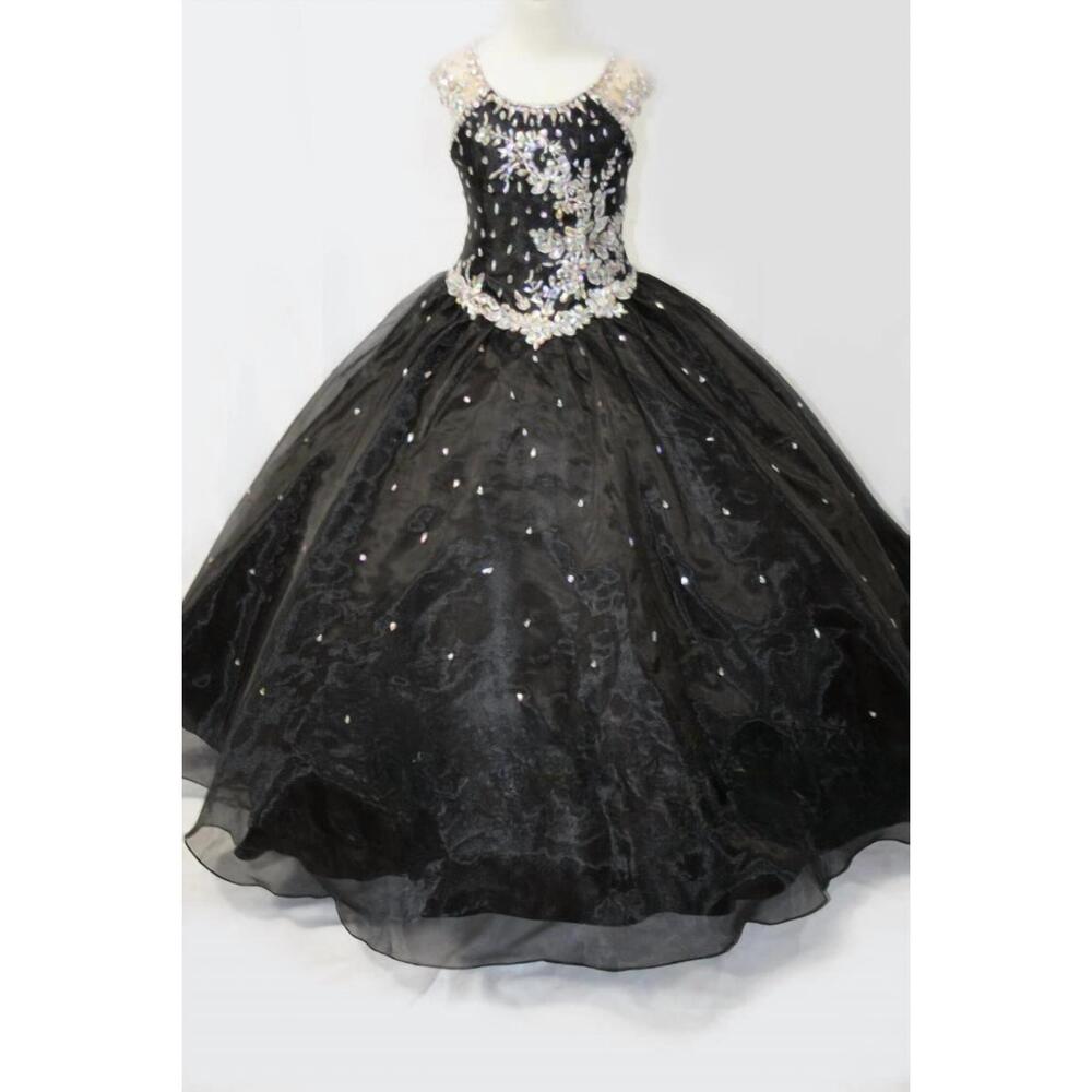 NEW LITTLE ROSIE girl's long pageant dress in black